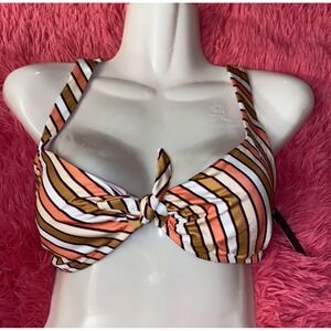 Victoria's Secret Swim Bathing Suit Tie-Front Bralette Bikini‎ Top Stripes Large